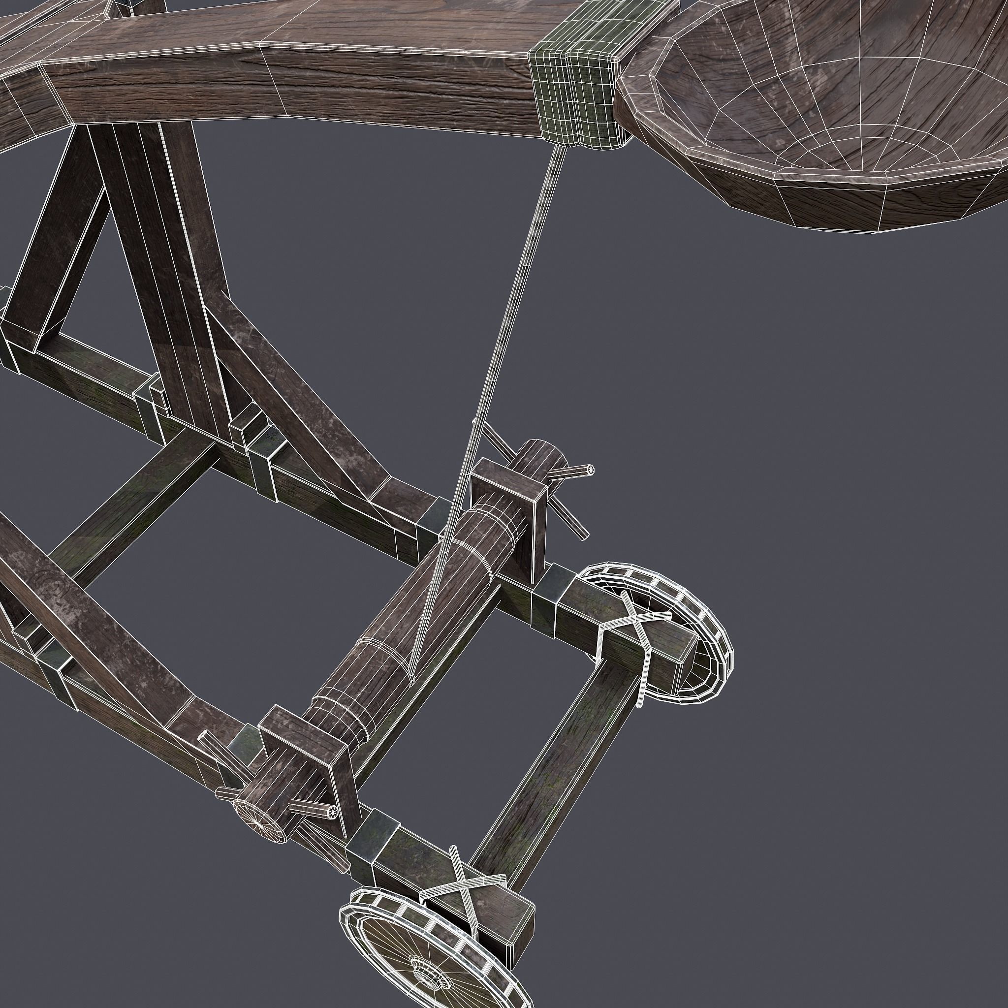 Medieval Catapult Low-poly 3D model_25