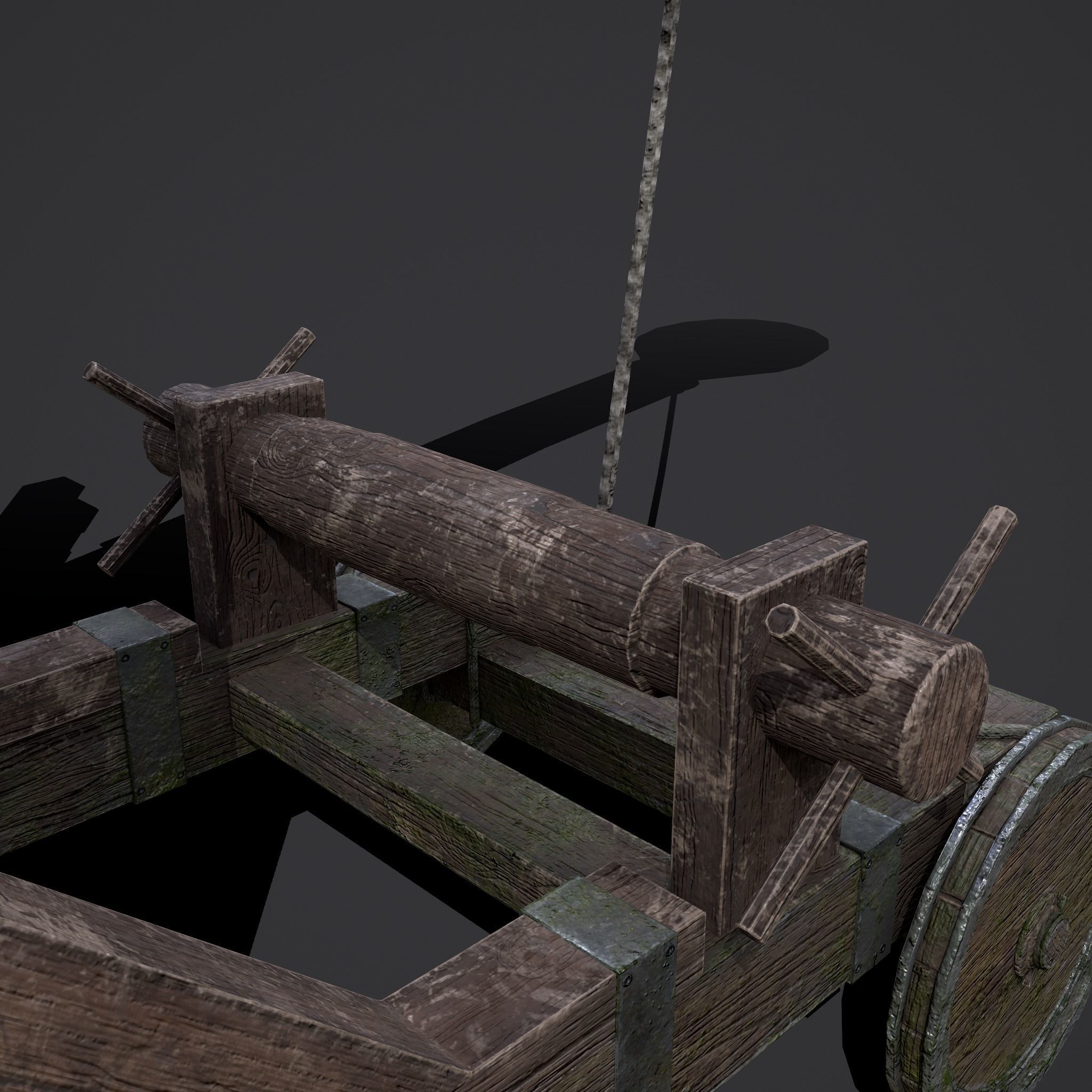 Medieval Catapult Low-poly 3D model_11
