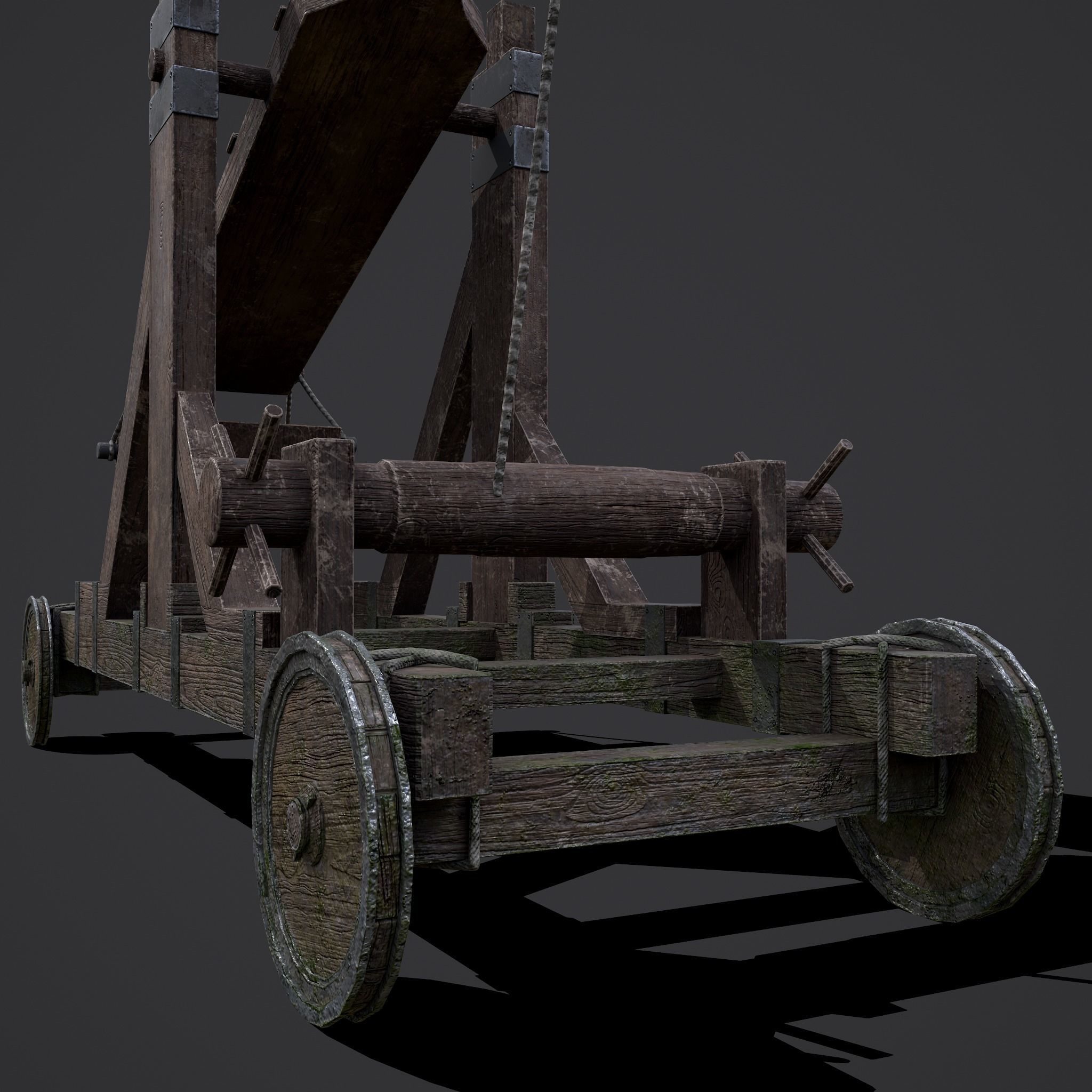 Medieval Catapult Low-poly 3D model_7