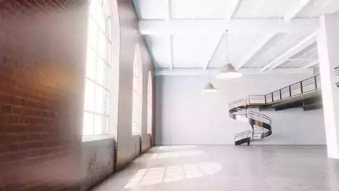 industrial loft and office building blender scene