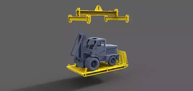 Russian forklift M4045 with transport platform and hoist 3D print model