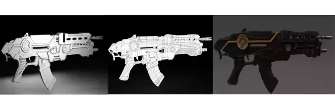 gun 3d model futuristic