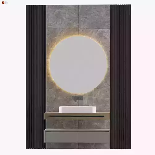 Modern Wood Bathroom 3D model
