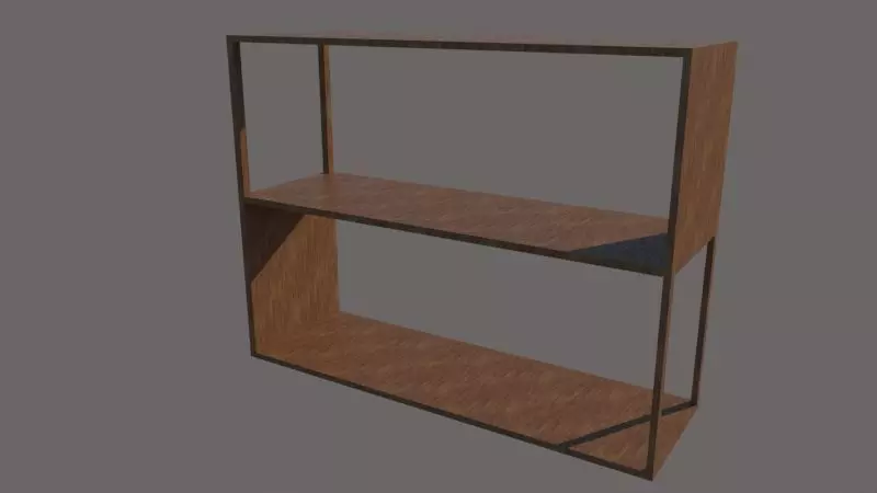 Z Shelf wooden Low-poly 3D model_0