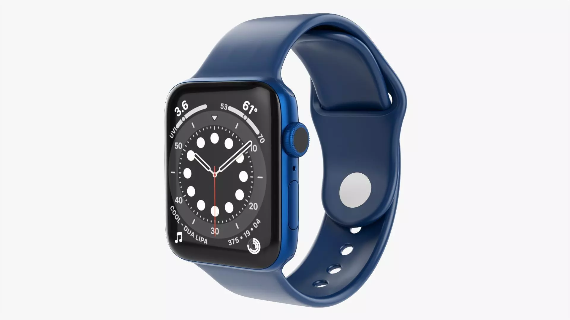 Apple Watch Series 6 silicone loop blue 3D model_0