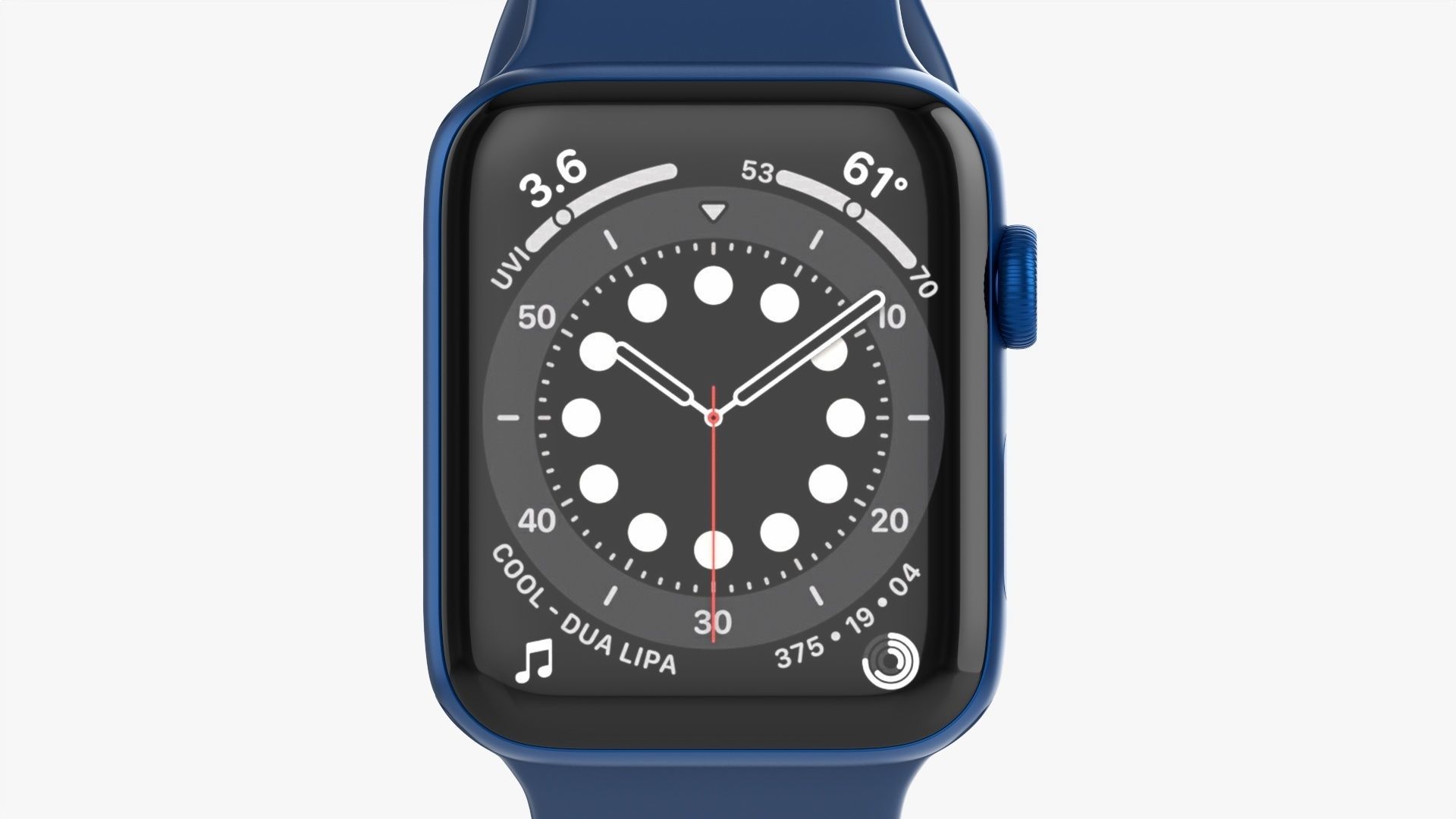 Apple Watch Series 6 silicone loop blue 3D model_6