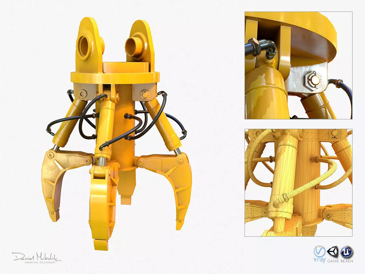 Mechanical Arm PBR Riged Low-poly 3D model_0