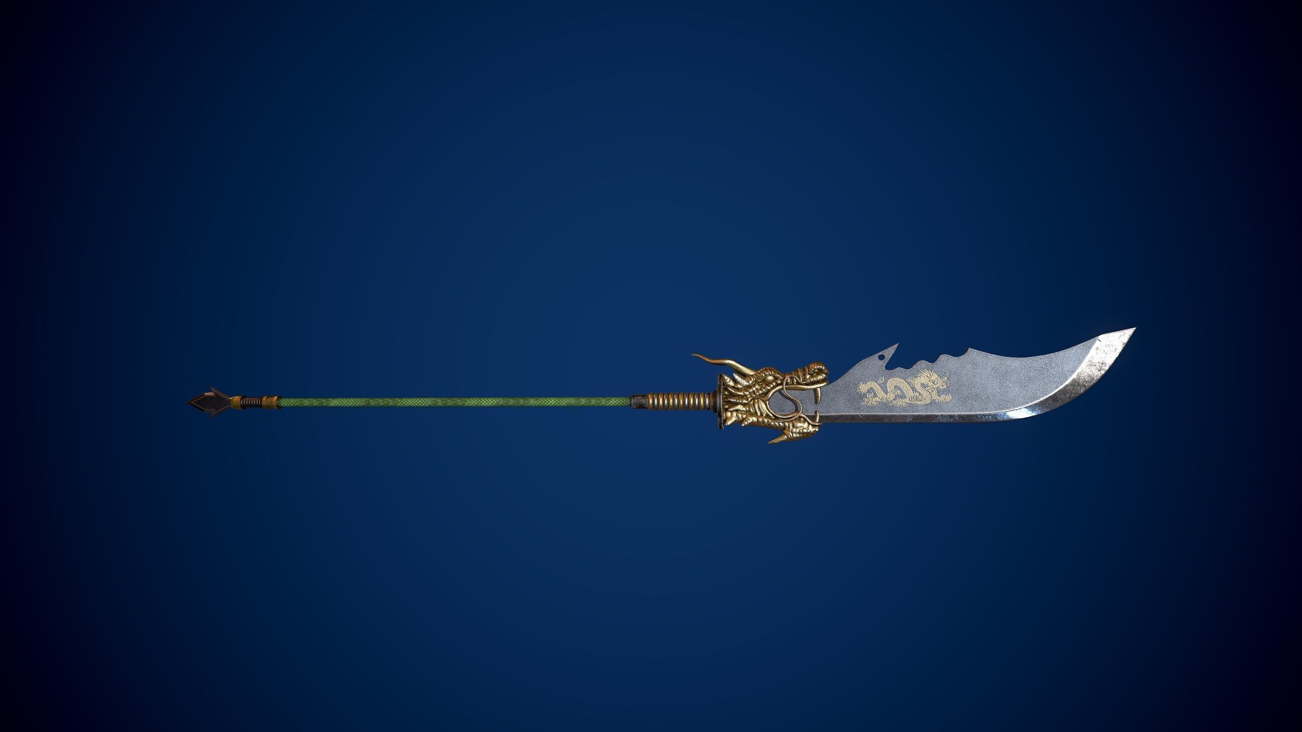 Guandao Halberd Low-poly 3D model_3