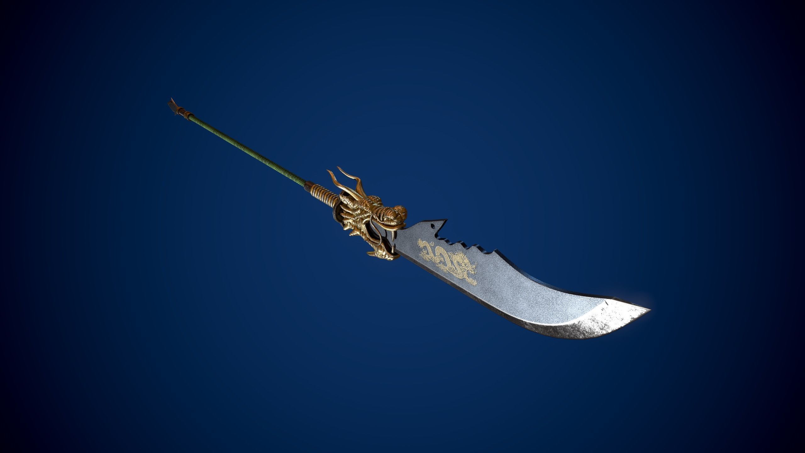 Guandao Halberd Low-poly 3D model_7