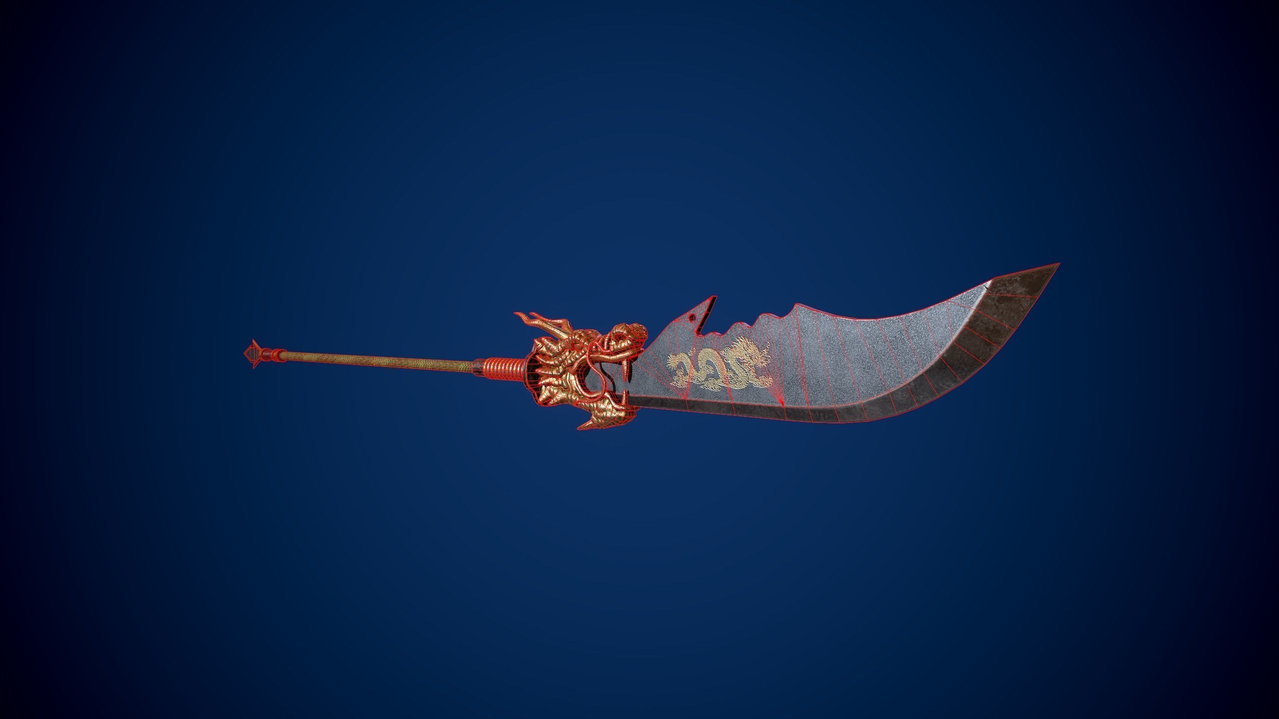 Guandao Halberd Low-poly 3D model_10