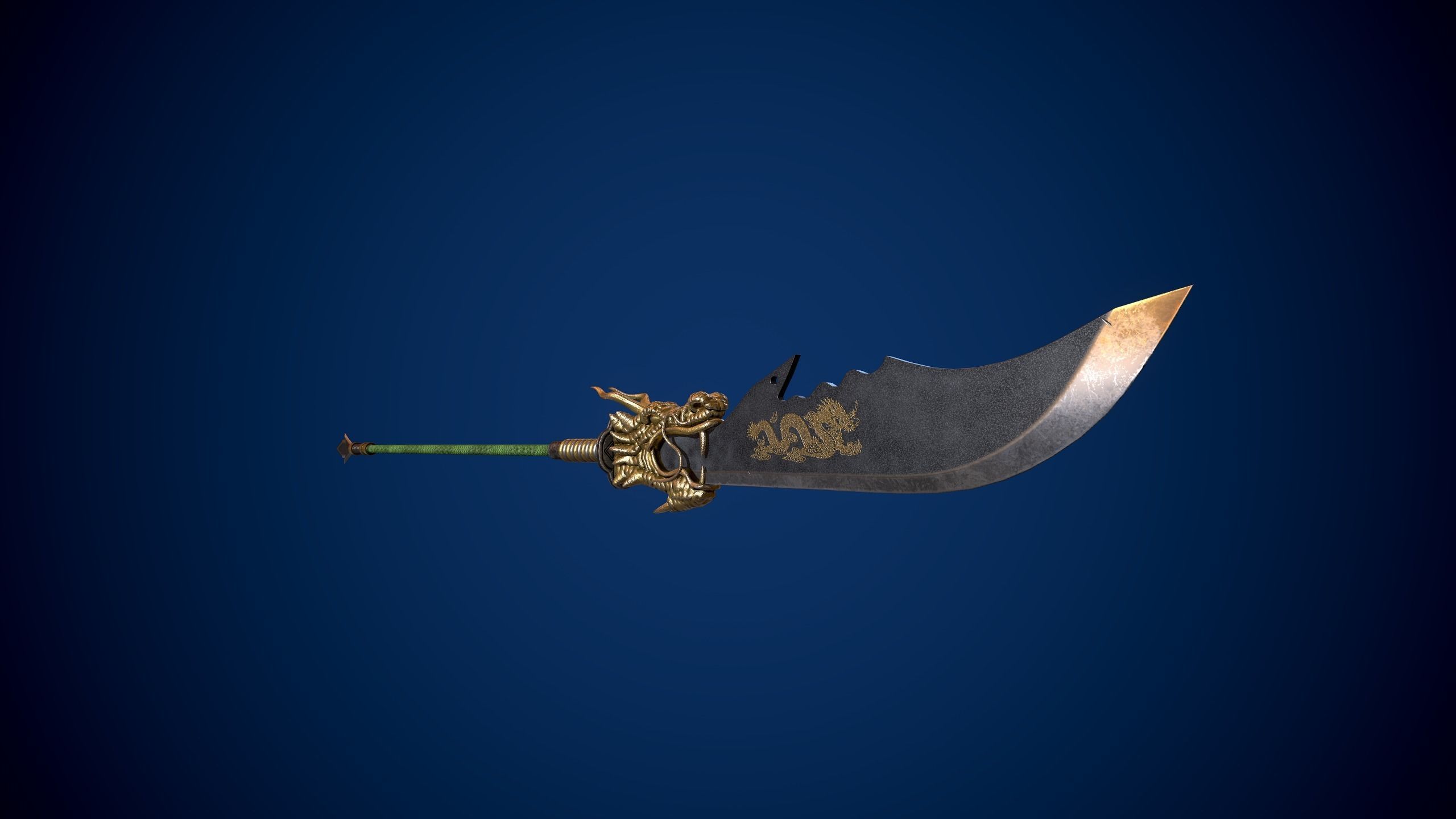 Guandao Halberd Low-poly 3D model_5