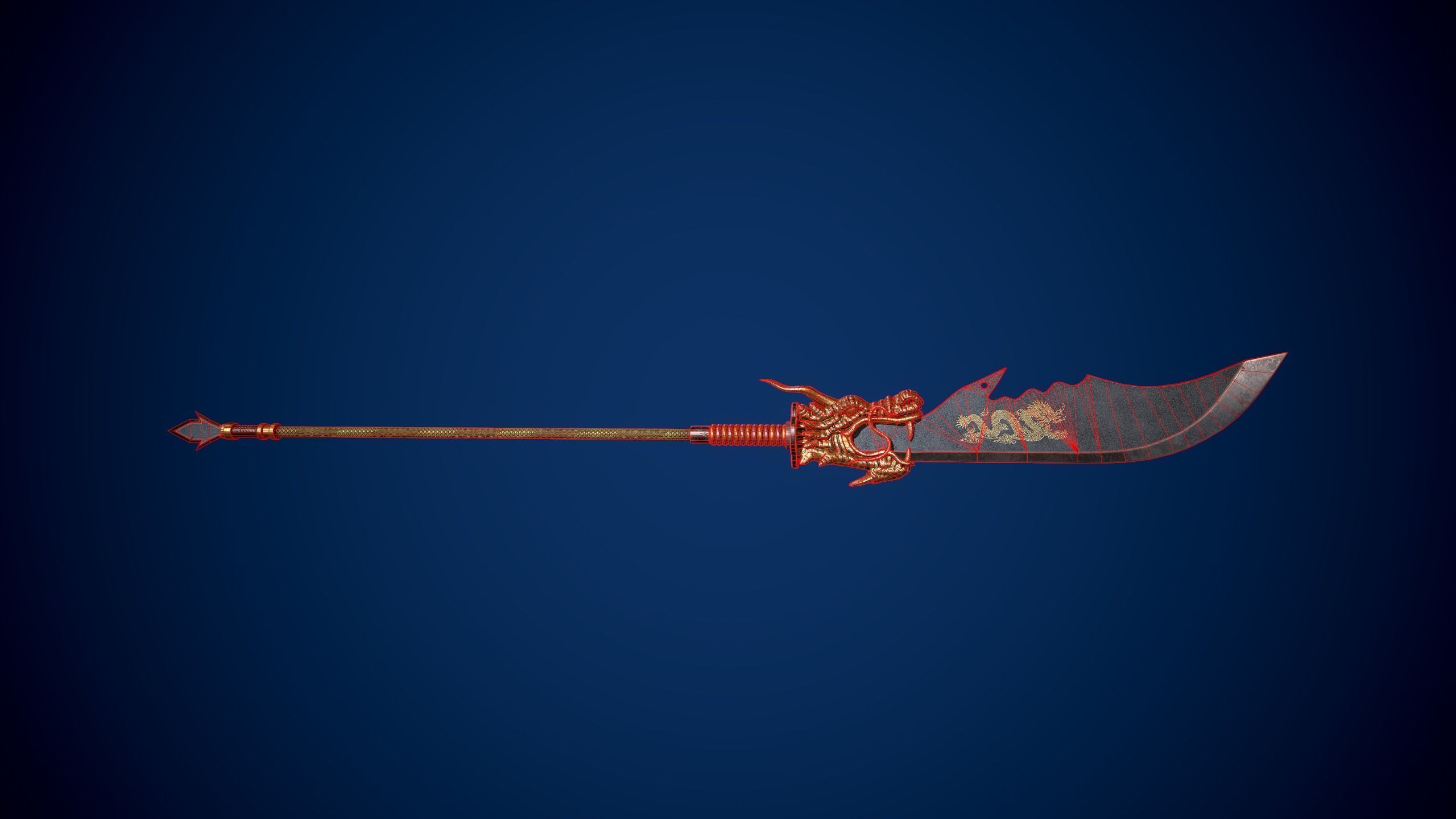 Guandao Halberd Low-poly 3D model_11