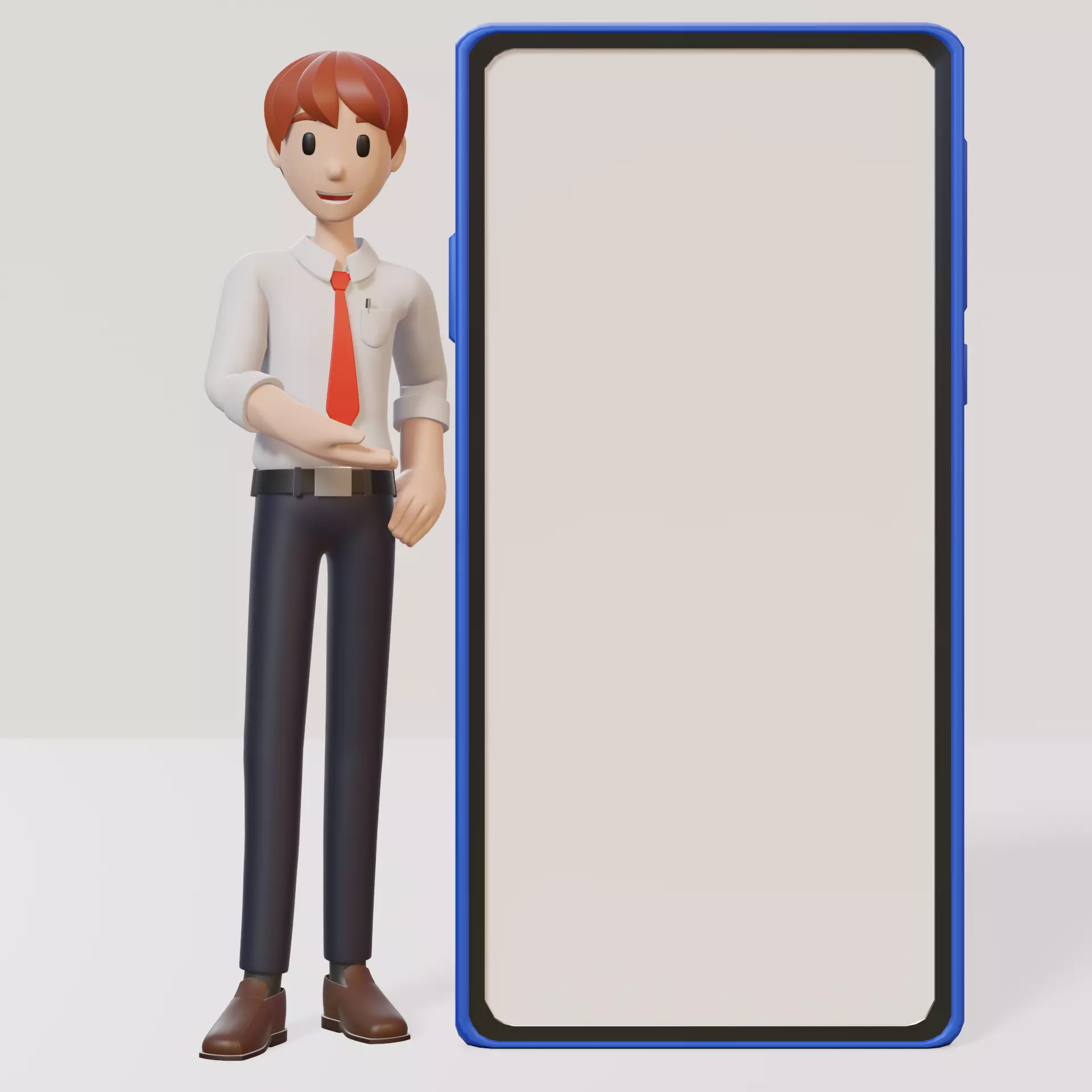 Officeman Infographic 3d Character Low-poly 3D model