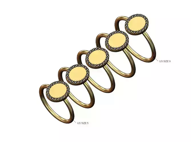 Oval diamond coin engravable ring US size 5to9