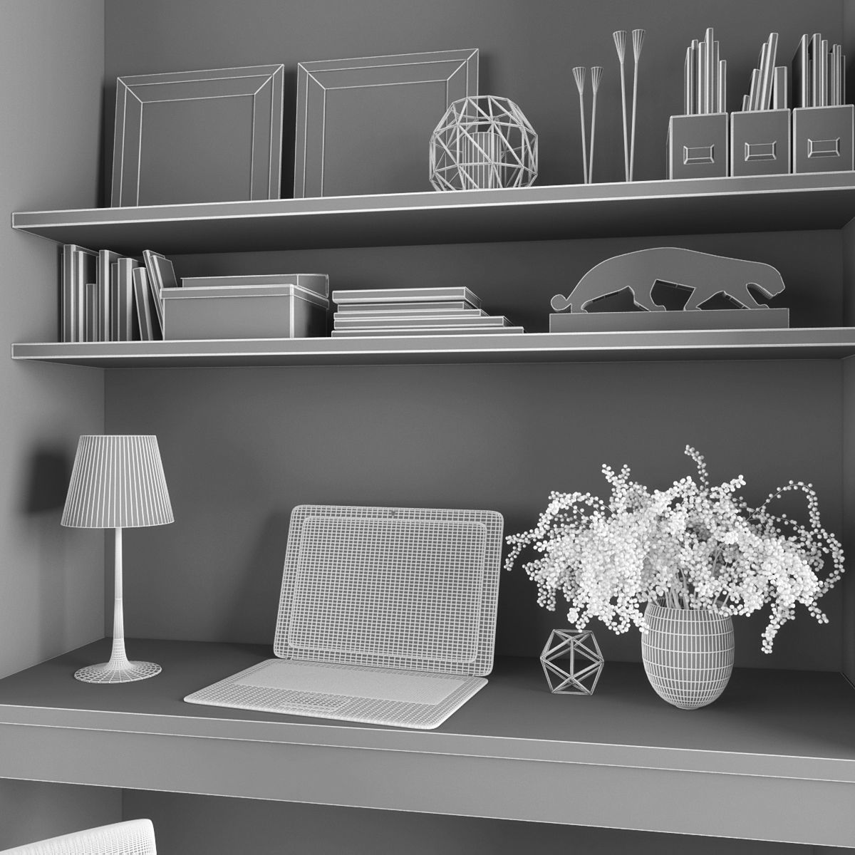 Workplace Low-poly 3D model_3