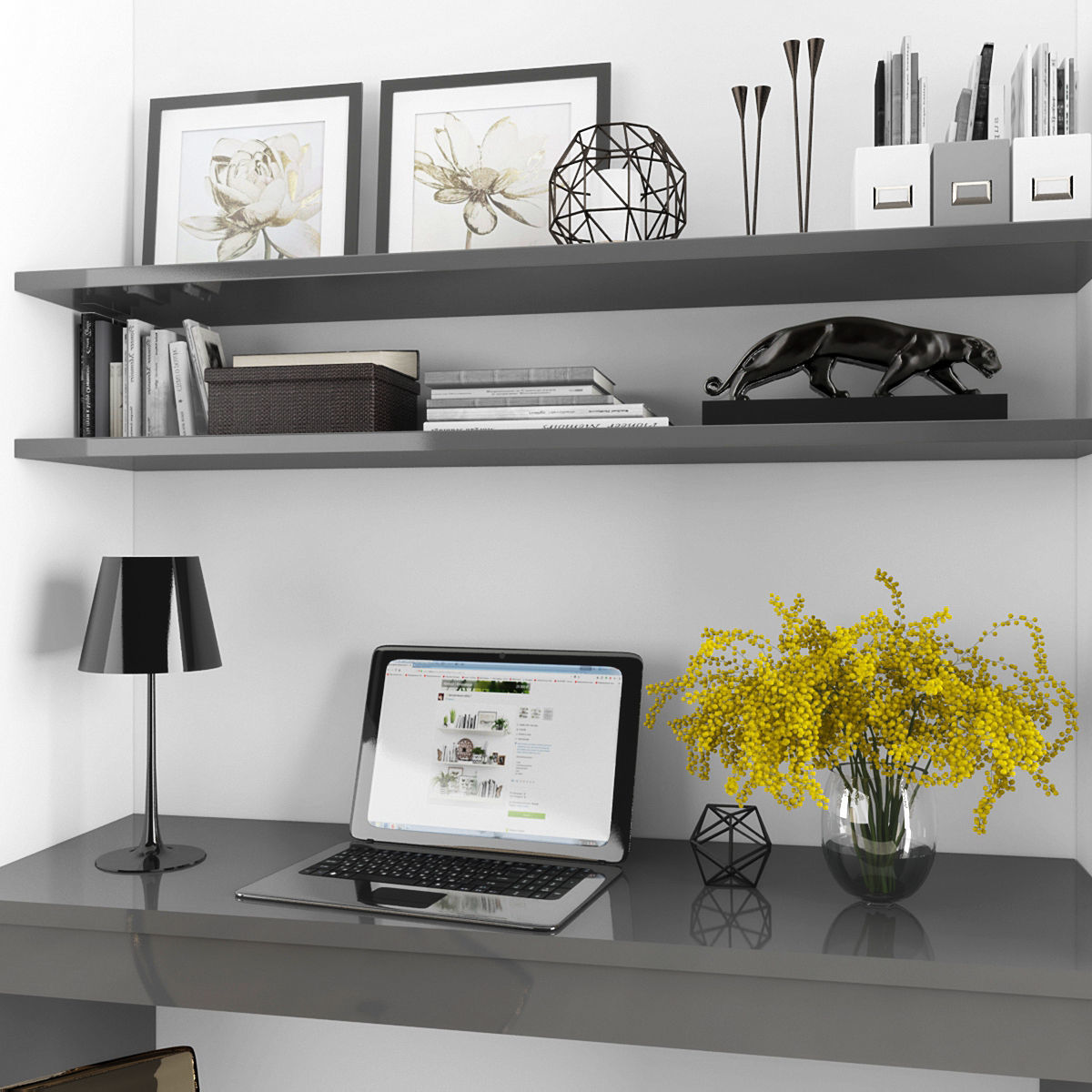 Workplace Low-poly 3D model_1