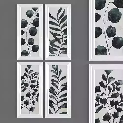 Pictures868 four framed prints with leaves