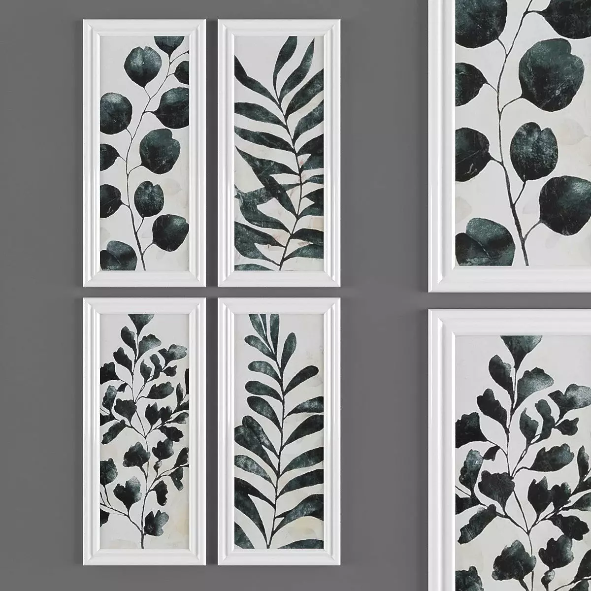 Pictures868 four framed prints with leaves Low-poly 3D model_0