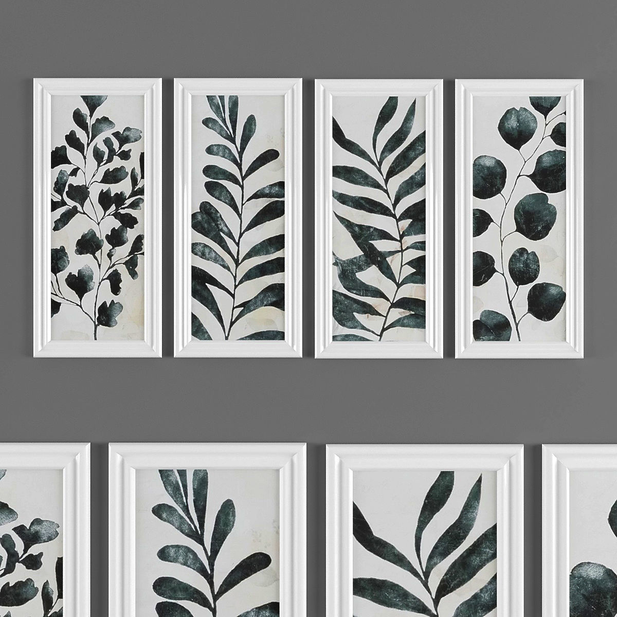 Pictures868 four framed prints with leaves Low-poly 3D model_1
