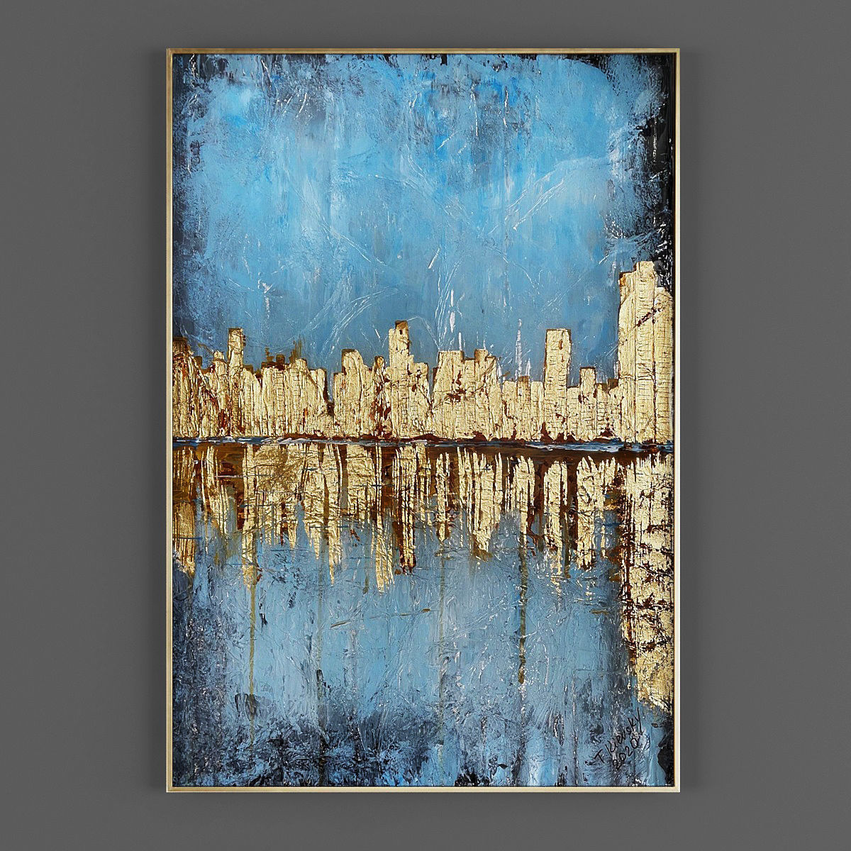 Pictures869 abstract painting gold Low-poly 3D model_1