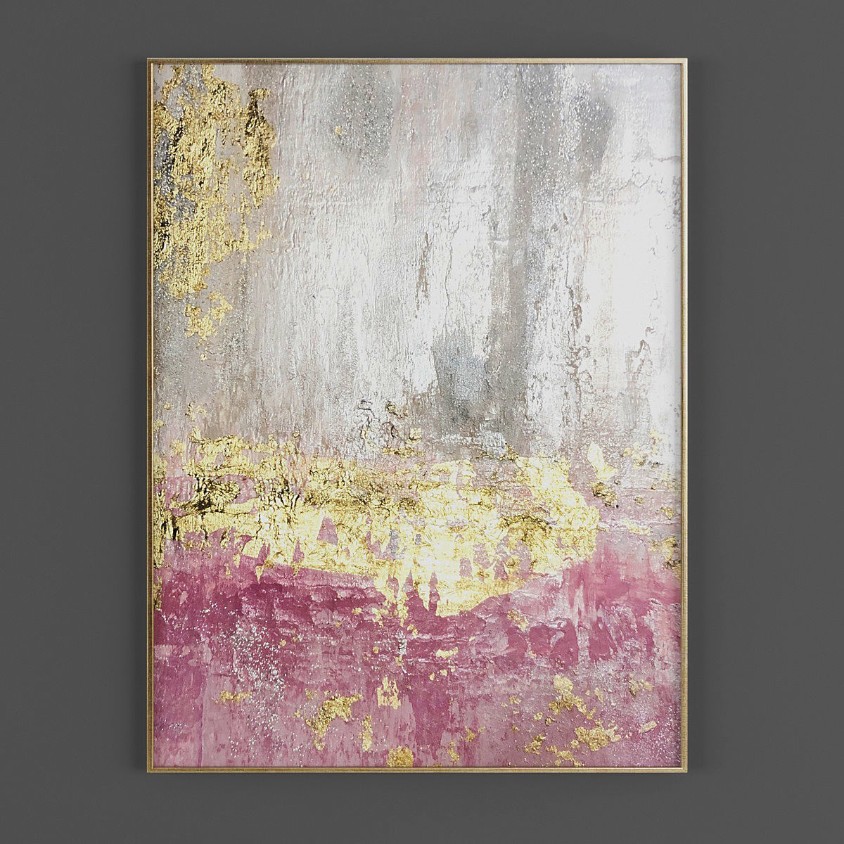 Pictures870 gold abstract painting Low-poly 3D model_1