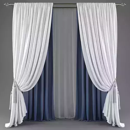 Curtains527 curtain with drapes Low-poly 3D model