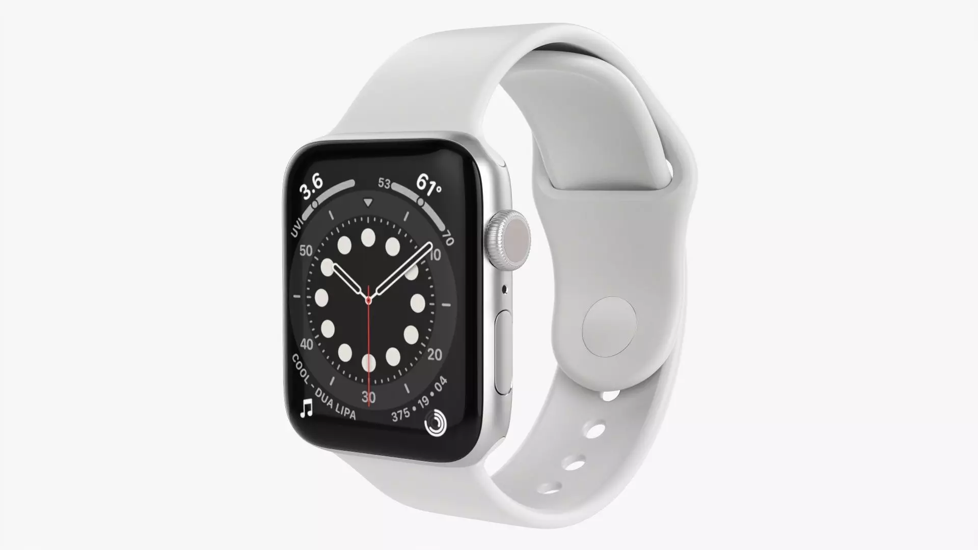 Apple Watch Series 6 silicone loop silver 3D model_0