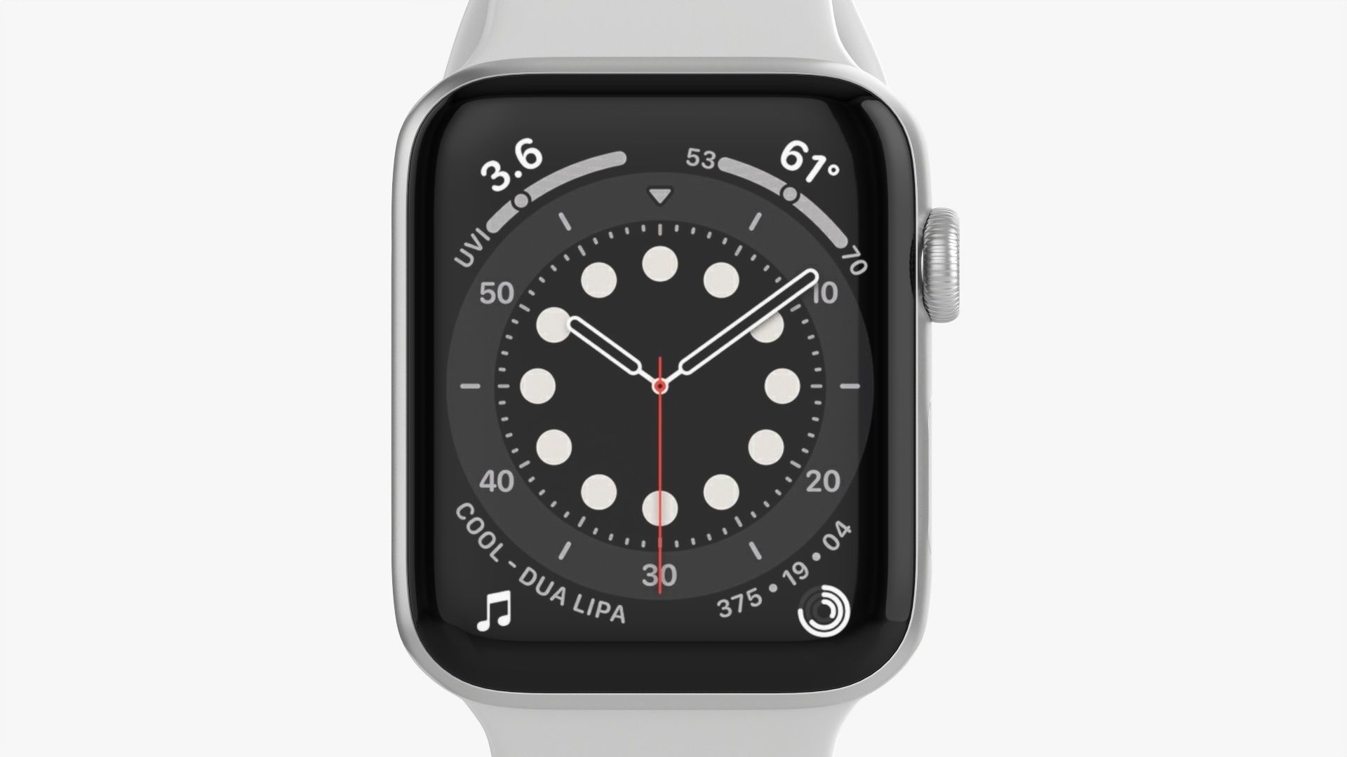 Apple Watch Series 6 silicone loop silver 3D model_7