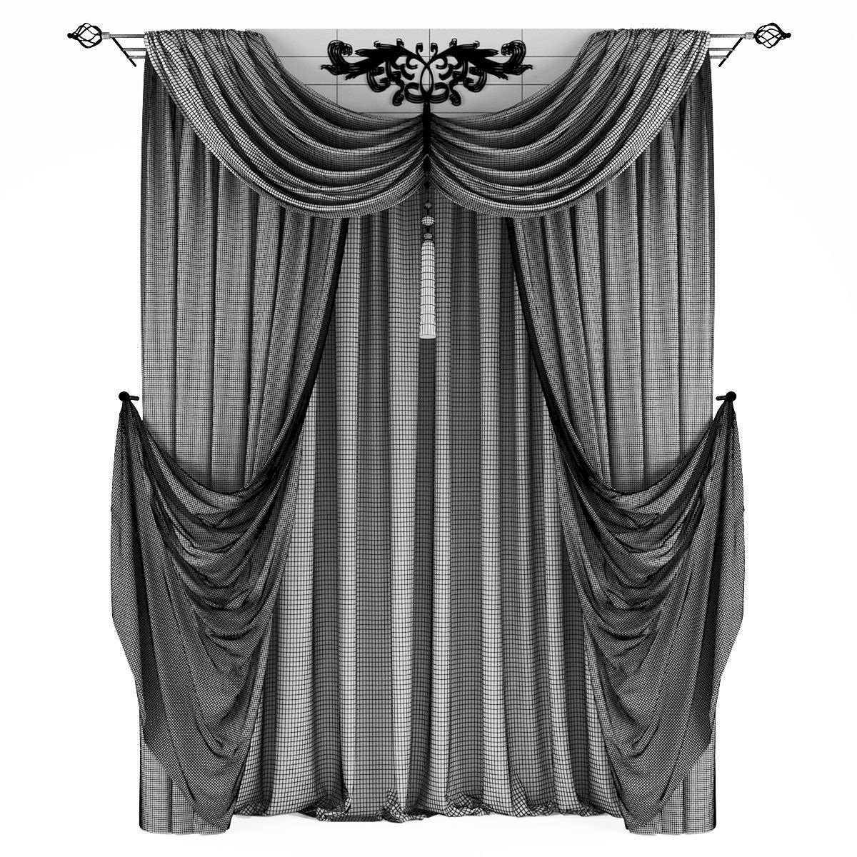 Curtains528 curtain Low-poly 3D model_1