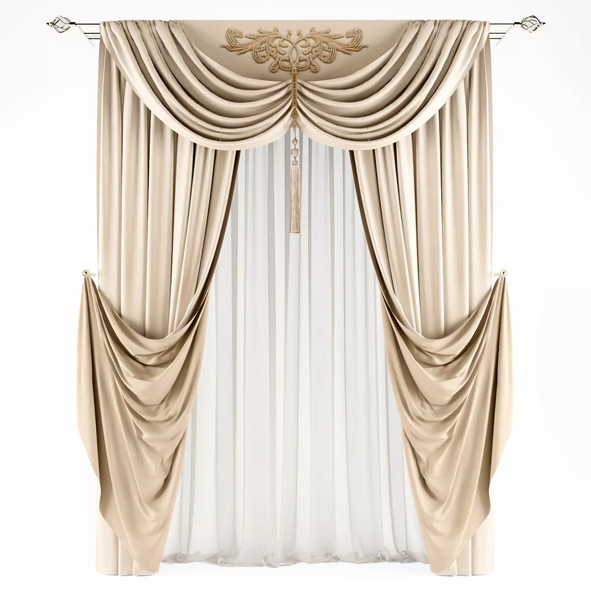 Curtains528 curtain Low-poly 3D model_0