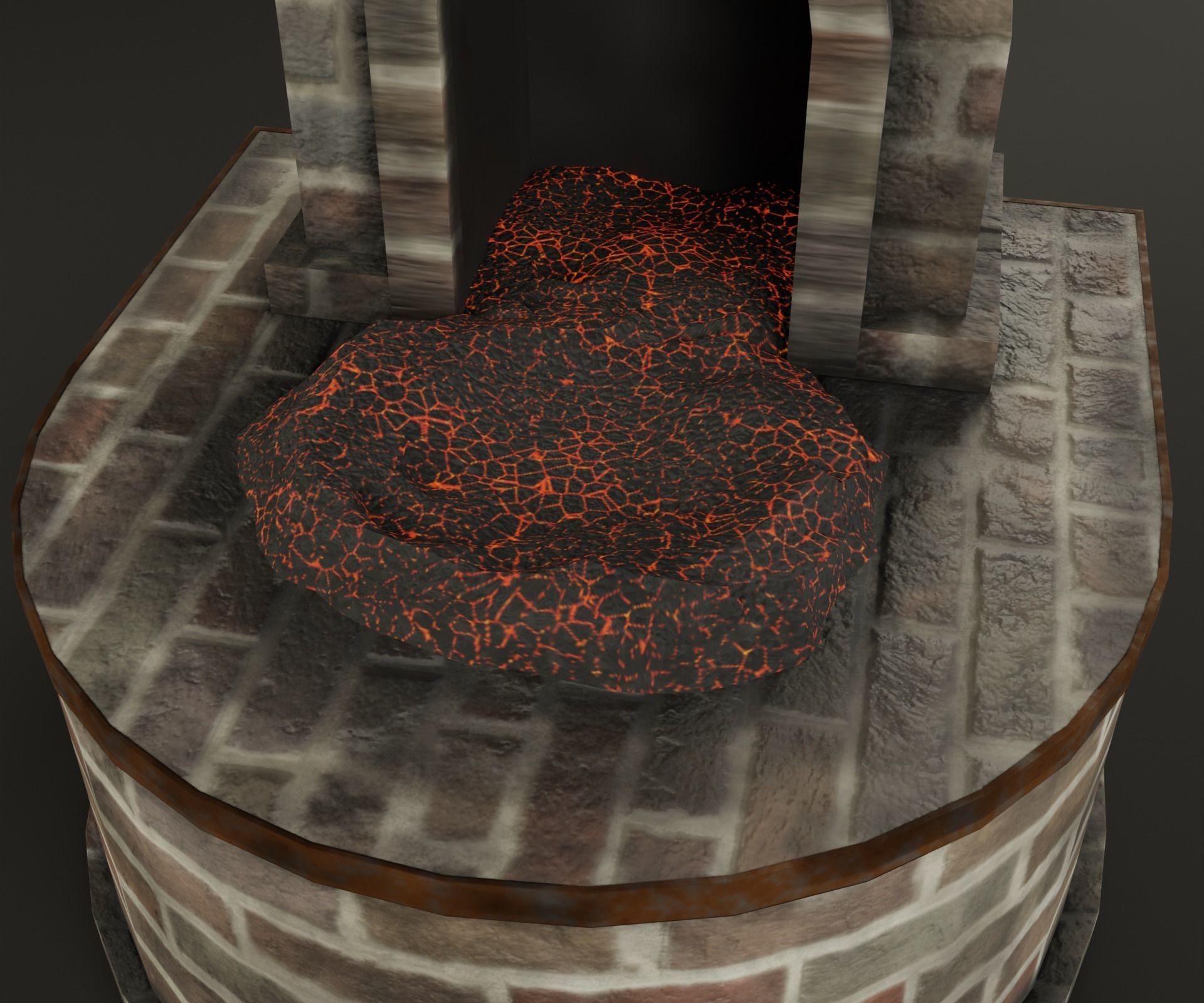Forge brick fireplace Low-poly 3D model_4