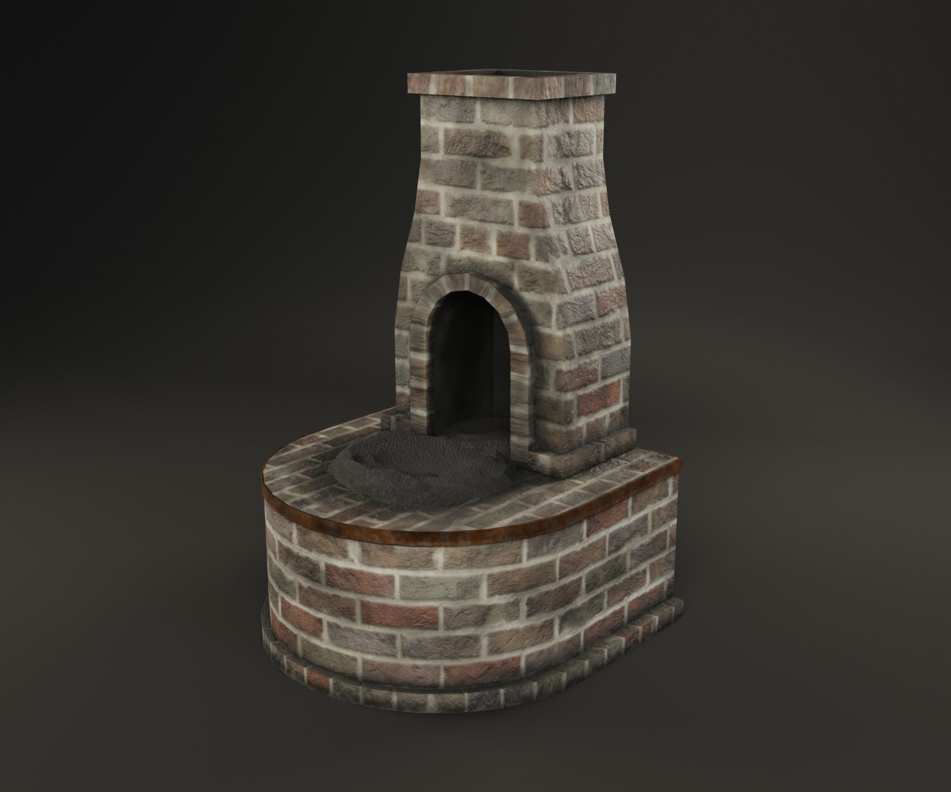Forge brick fireplace Low-poly 3D model_3