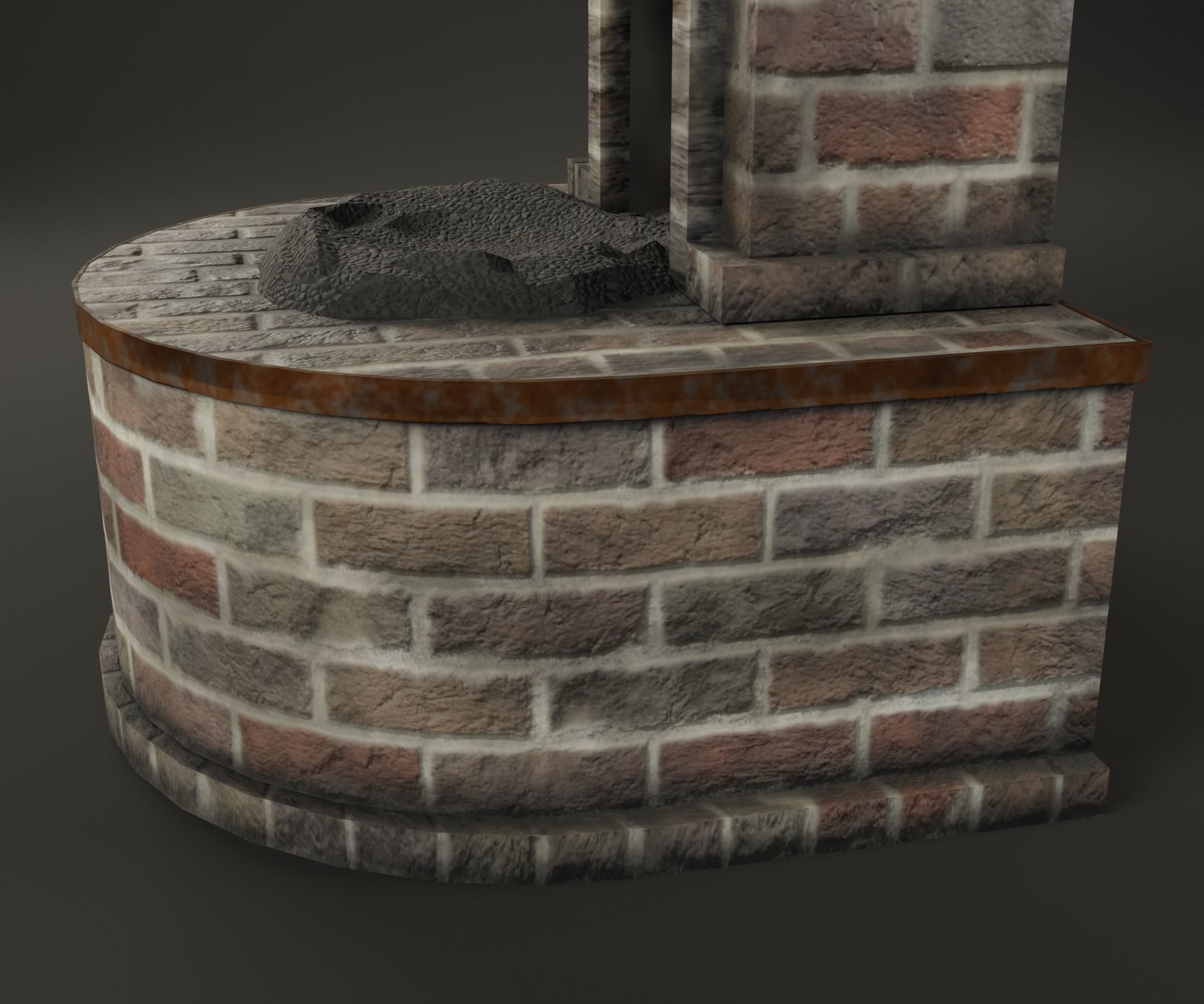 Forge brick fireplace Low-poly 3D model_7