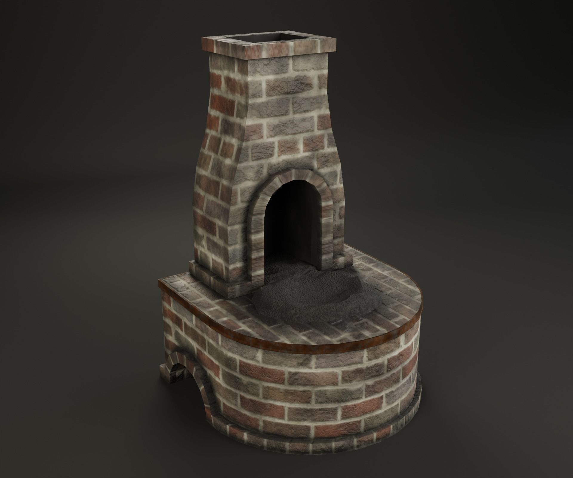 Forge brick fireplace Low-poly 3D model_1