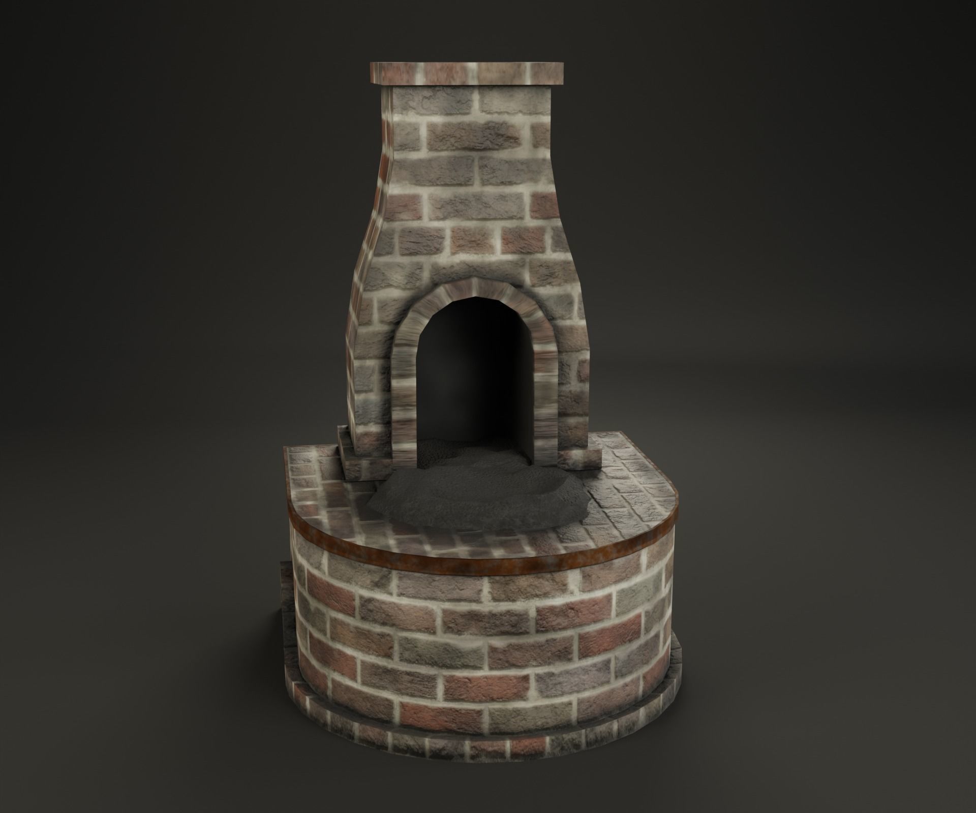 Forge brick fireplace Low-poly 3D model_2