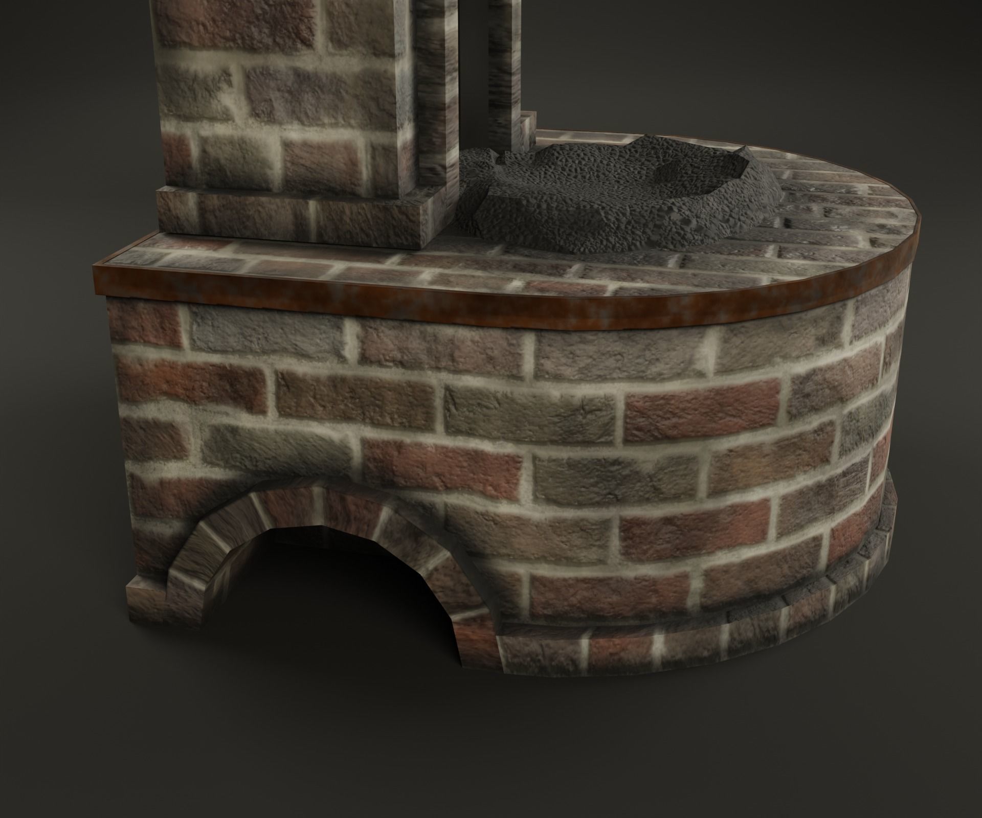 Forge brick fireplace Low-poly 3D model_6