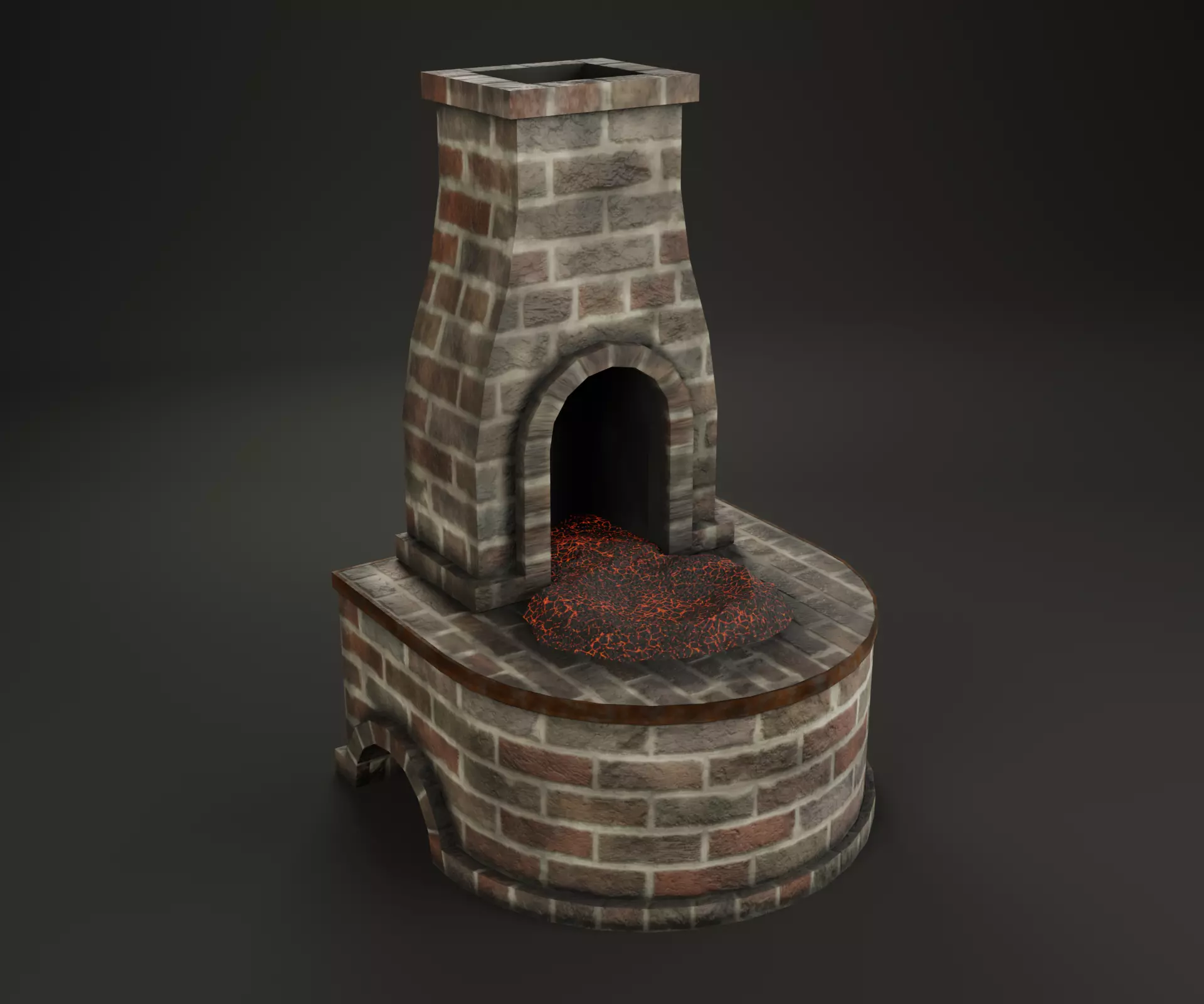 Forge brick fireplace Low-poly 3D model_0