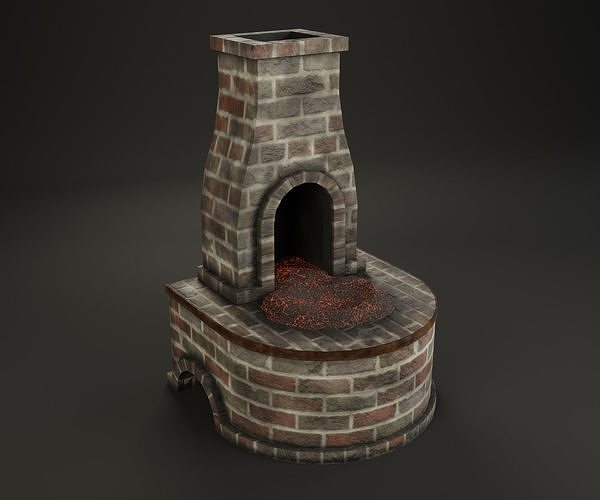 Forge brick fireplace Low-poly 3D model