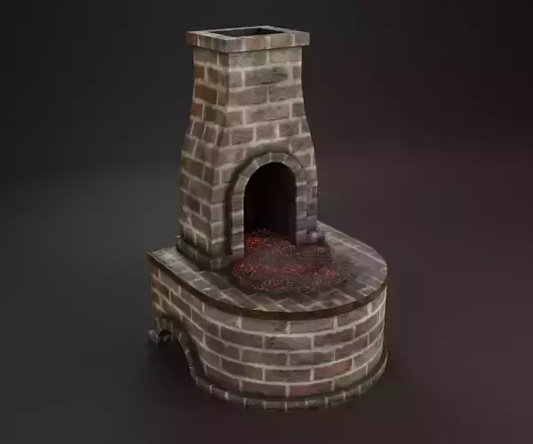 Forge brick fireplace Low-poly 3D model