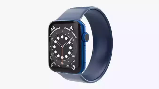 Apple Watch Series 6 silicone solo loop blue 3D model