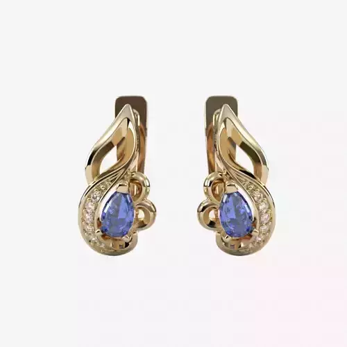 Women earrings with gems CAD 3dm stl
