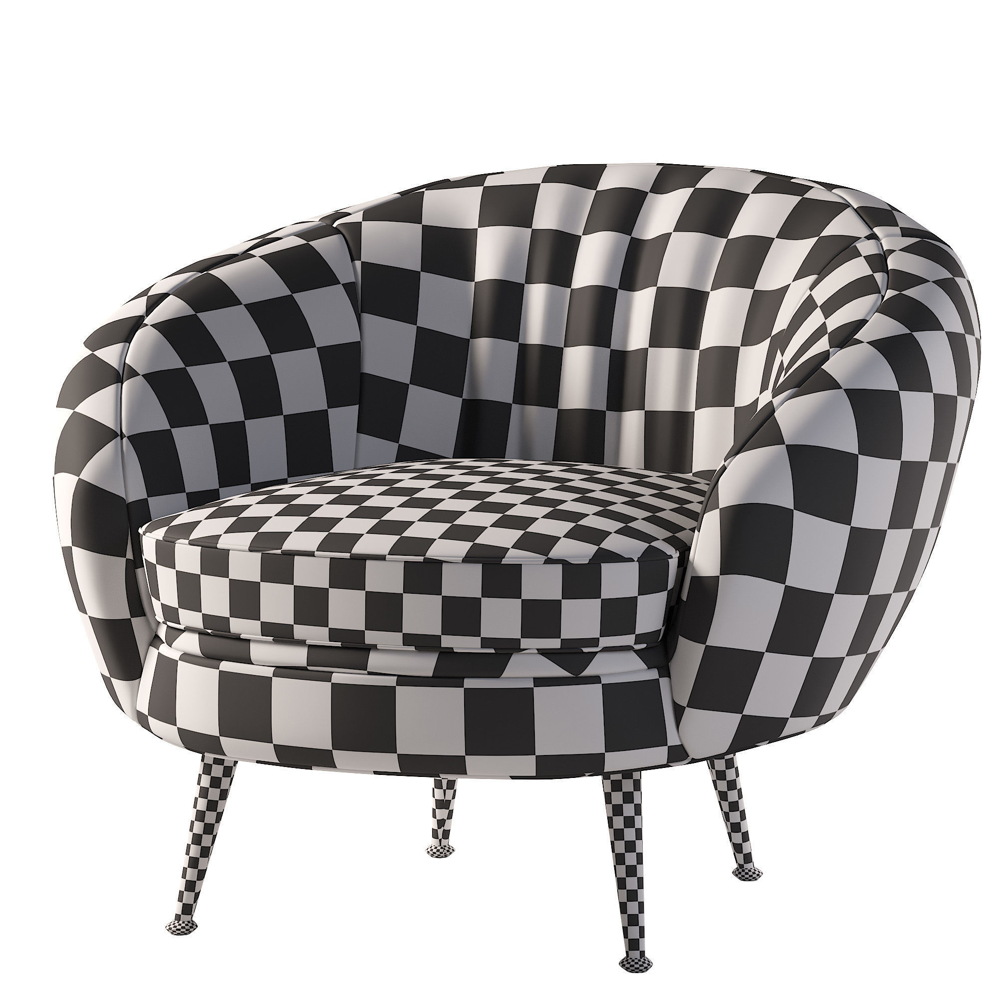 Armchair leather chair with gold legs Low-poly 3D model_3