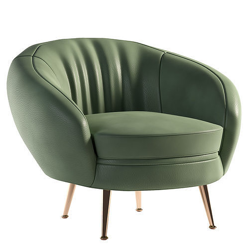 Armchair leather chair with gold legs Low-poly 3D model