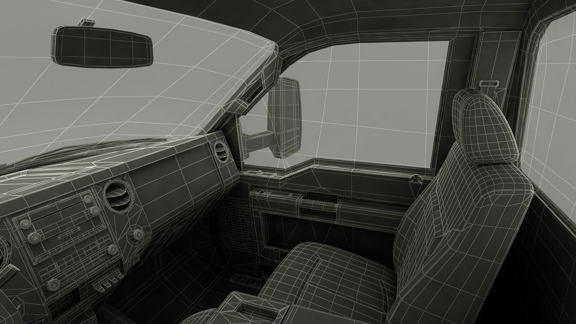 Crew Cab Chassis Truck Generic Rigged 3D model_39