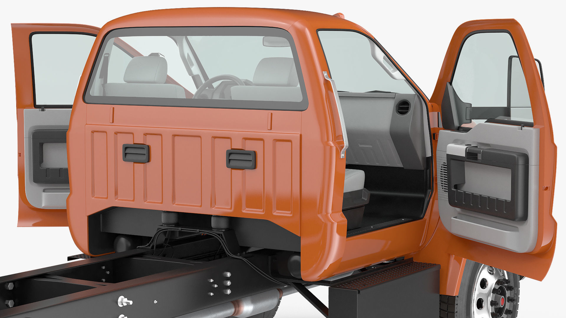 Crew Cab Chassis Truck Generic Rigged 3D model_17