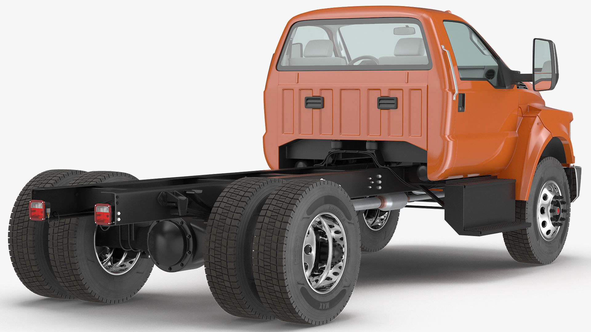 Crew Cab Chassis Truck Generic Rigged 3D model_6