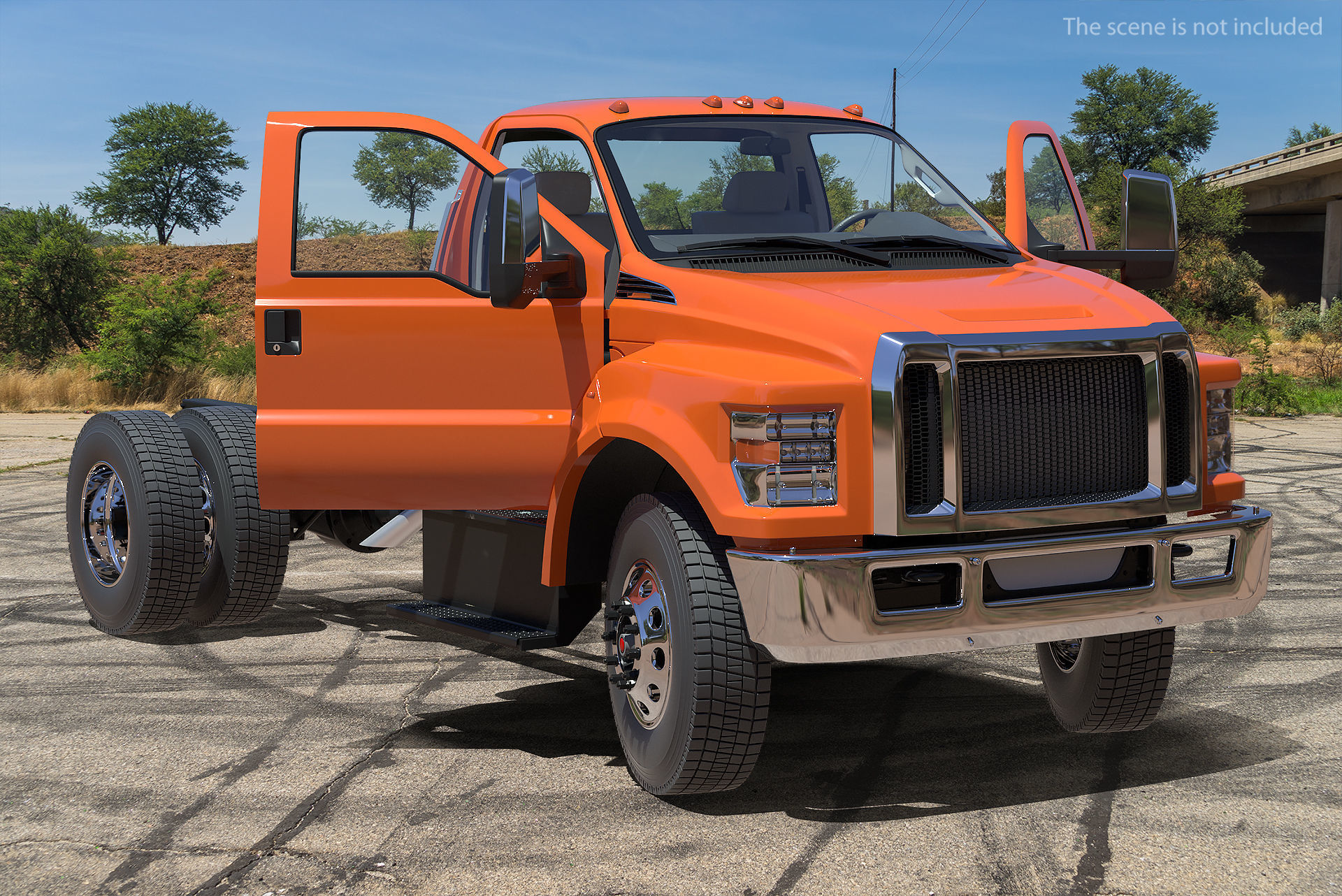 Crew Cab Chassis Truck Generic Rigged 3D model_1