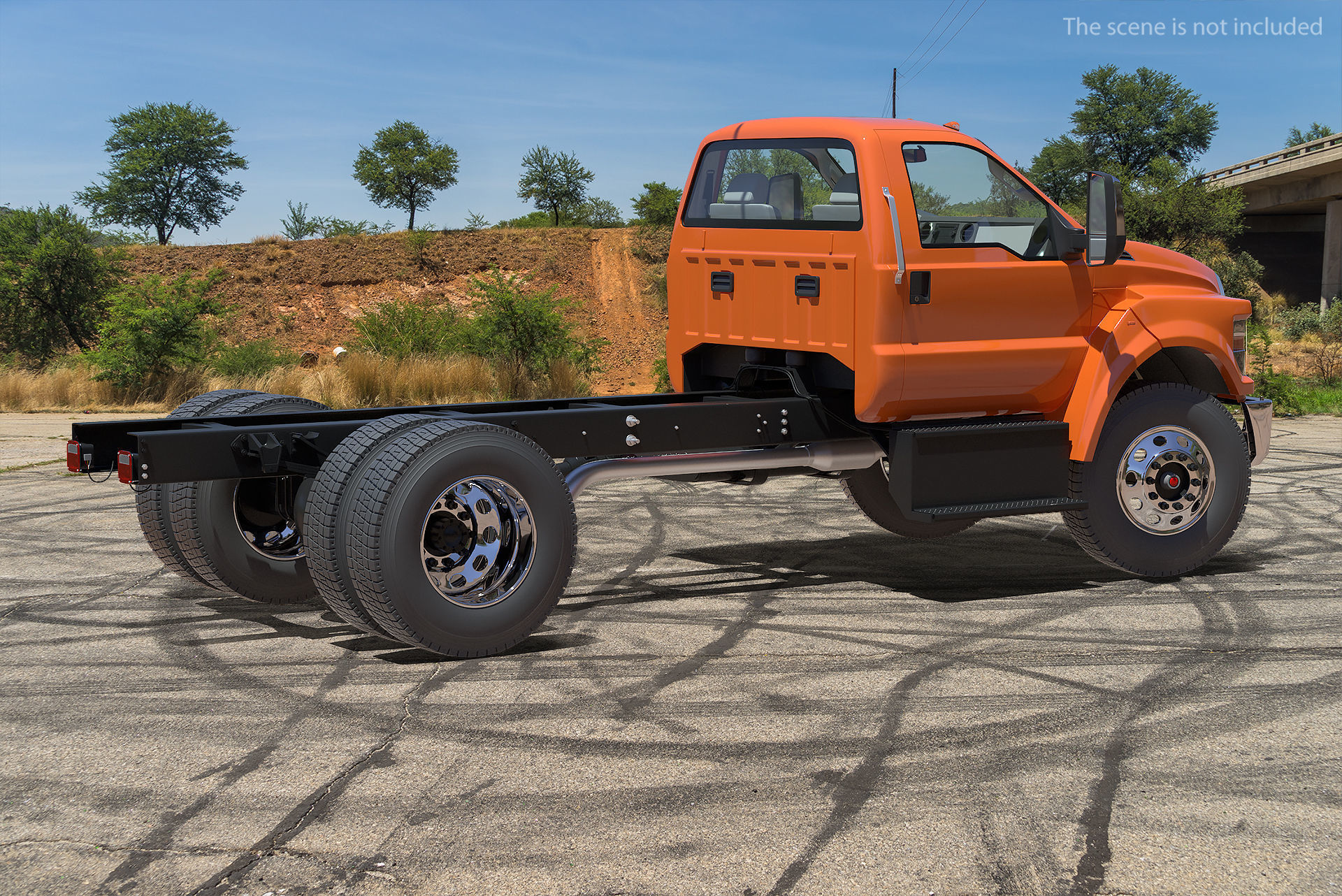 Crew Cab Chassis Truck Generic Rigged 3D model_2