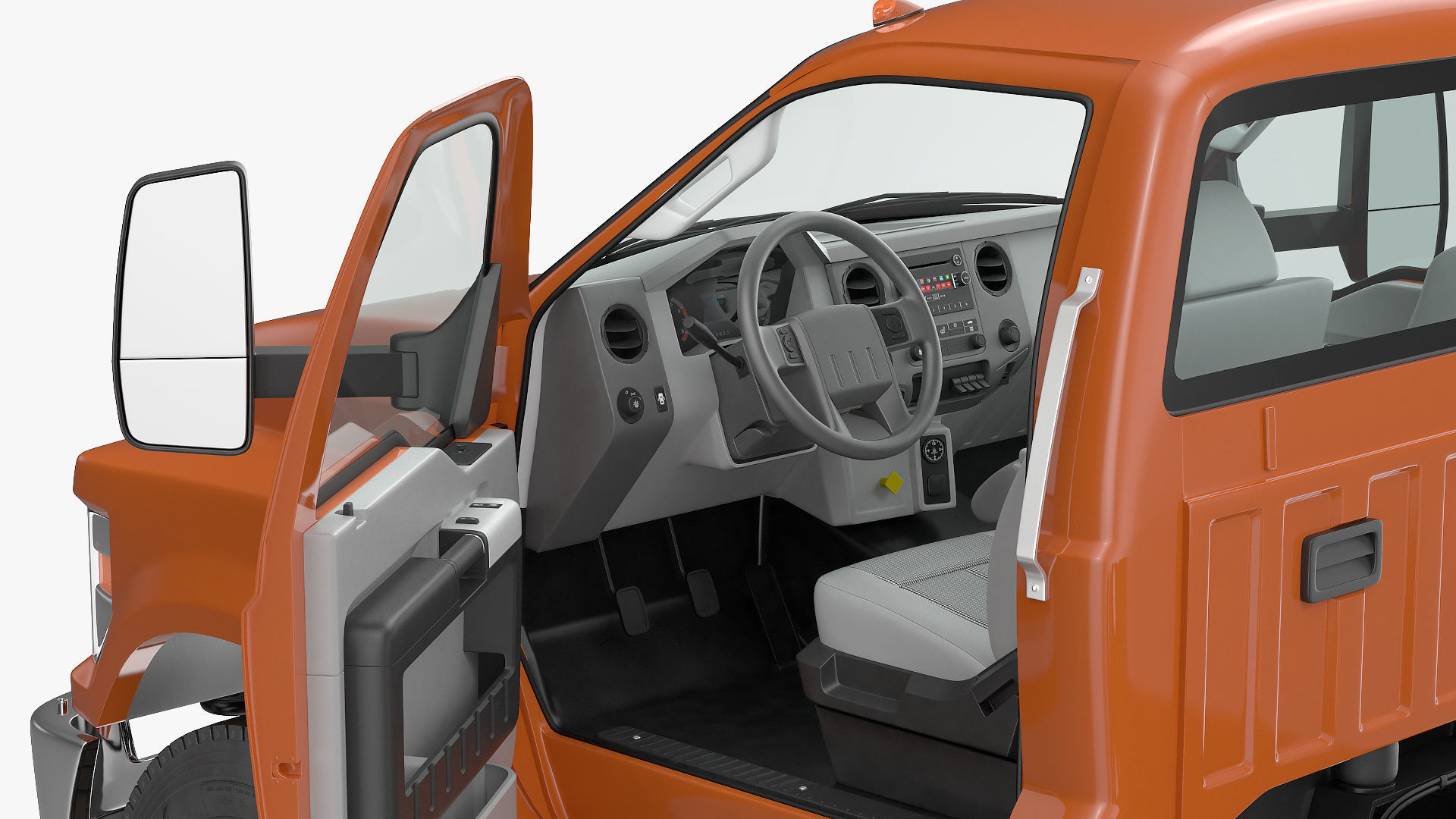 Crew Cab Chassis Truck Generic Rigged 3D model_18