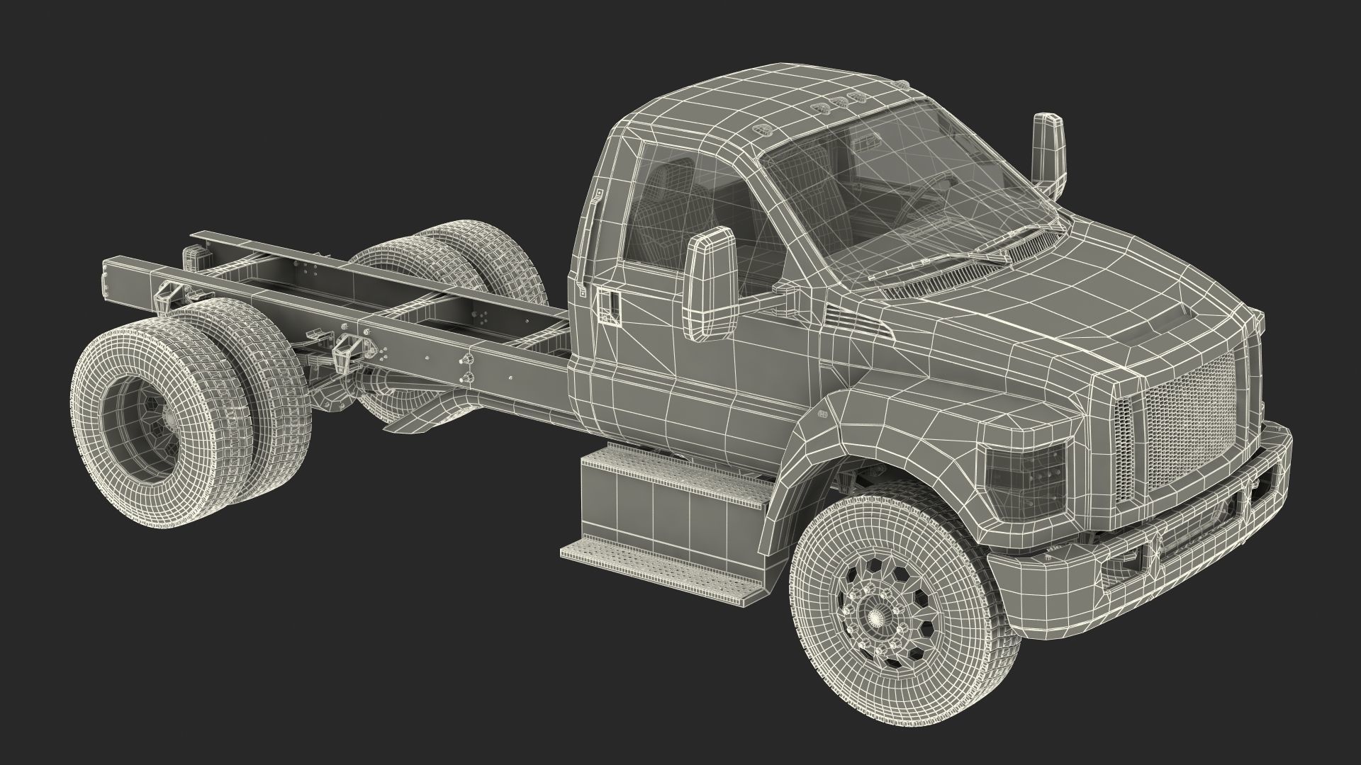 Crew Cab Chassis Truck Generic Rigged 3D model_34